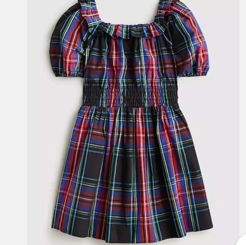 NWOT, J. Crew Crewcuts Stuart Tartan puff sleeves dress sz 12 girls